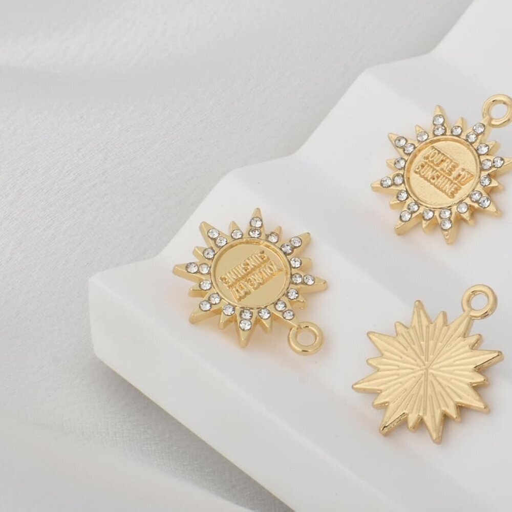 Pack of 20 Rhinestone Charms Gold Plated Pendants Pave Crystal Accessories for N - Picture 2 of 4